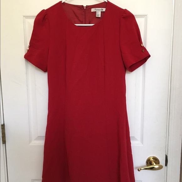 ❎Red midi gold button dress - Picture 2 of 5