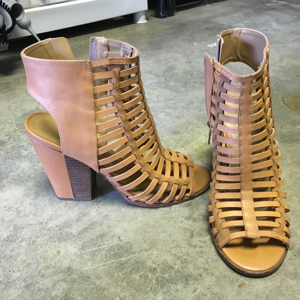 Strappy leather heels.