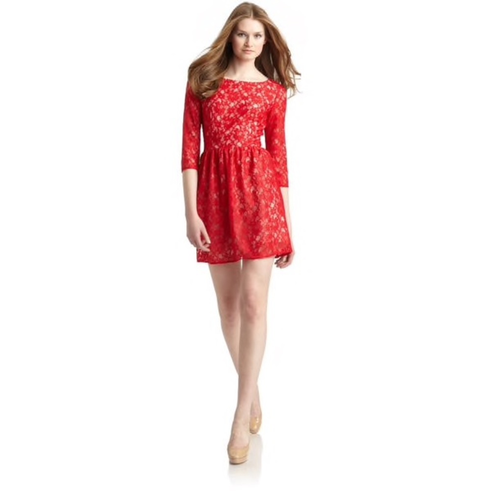 French Connection red lace dress
