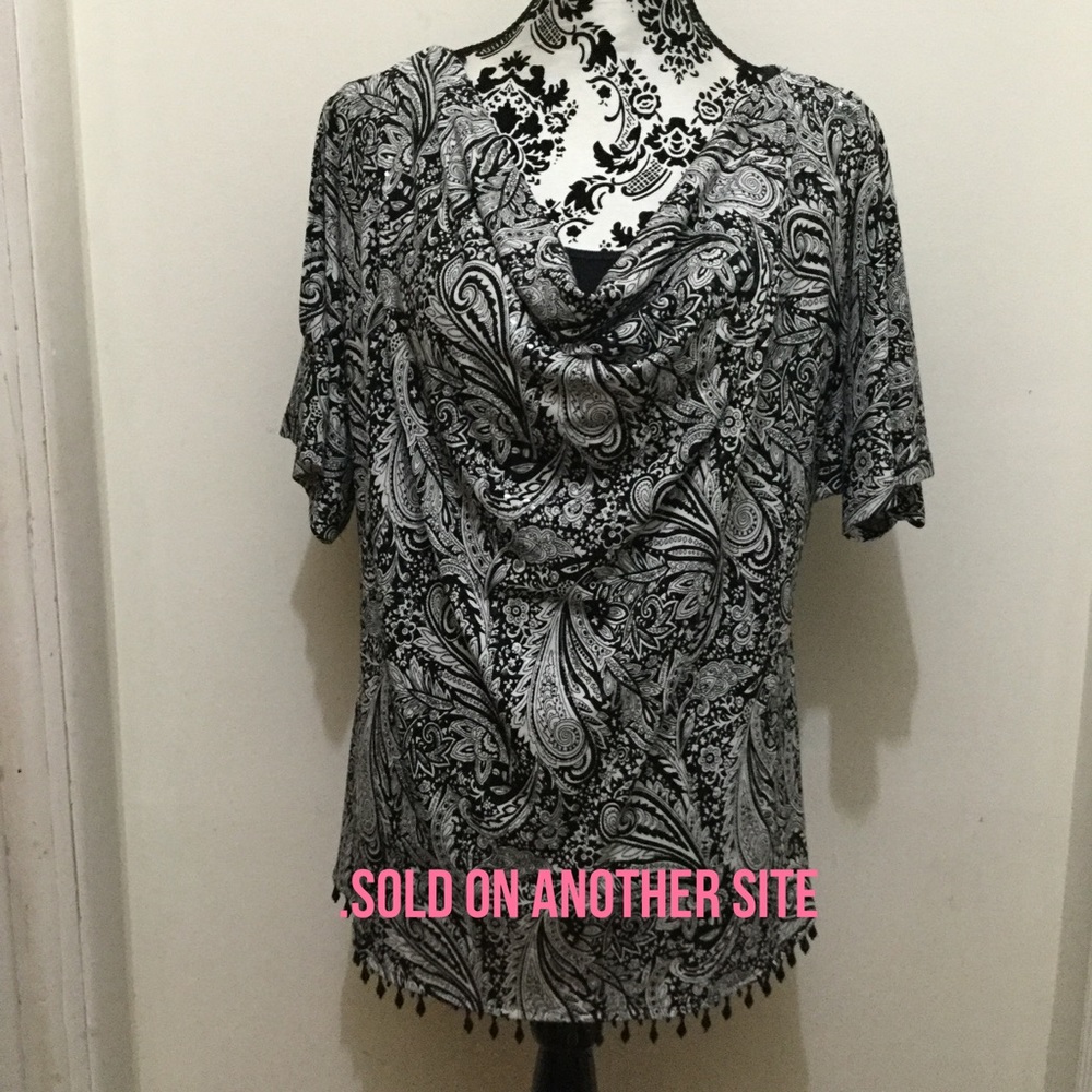 Dressbarn Top Formal Floral Shimmer Dressy Blouse