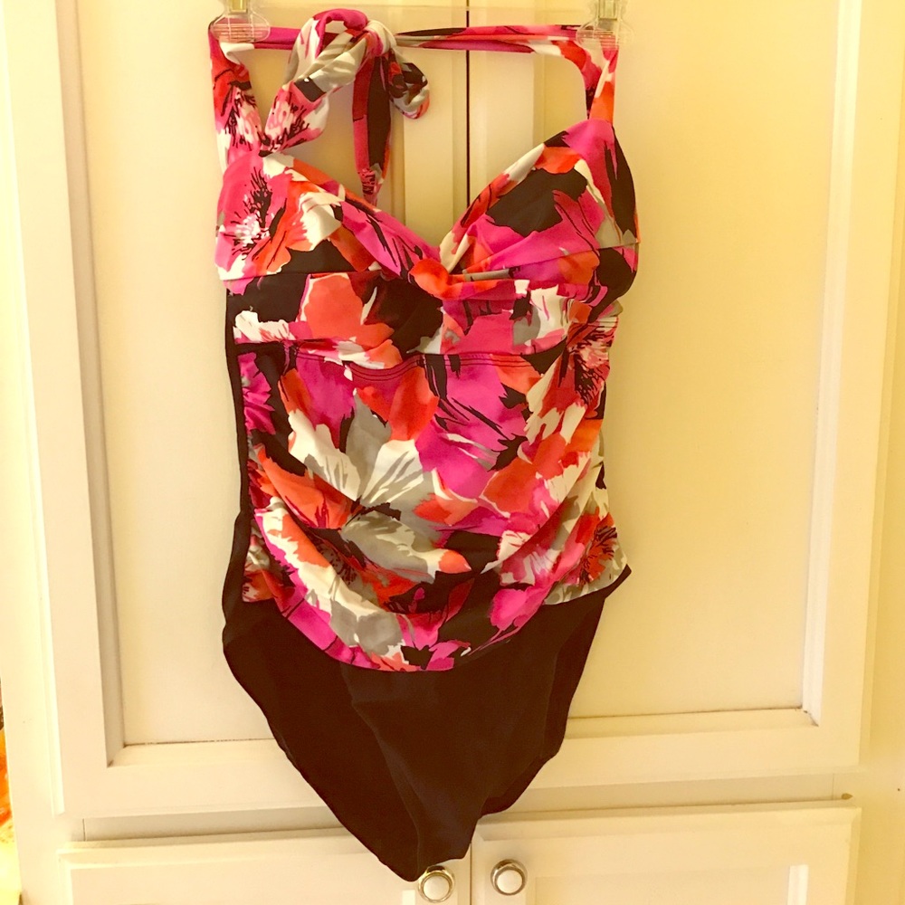 One piece floral/ black swimsuit