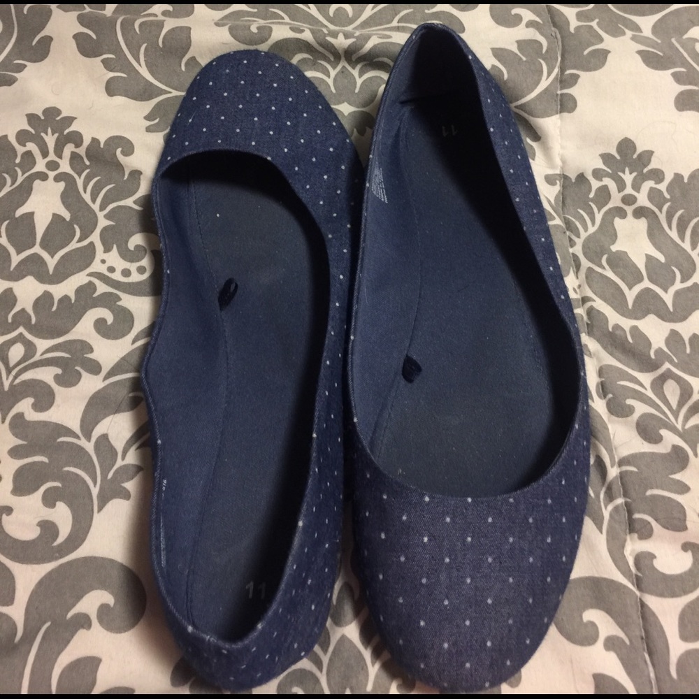 Denim Polka Dot Flats Size 11