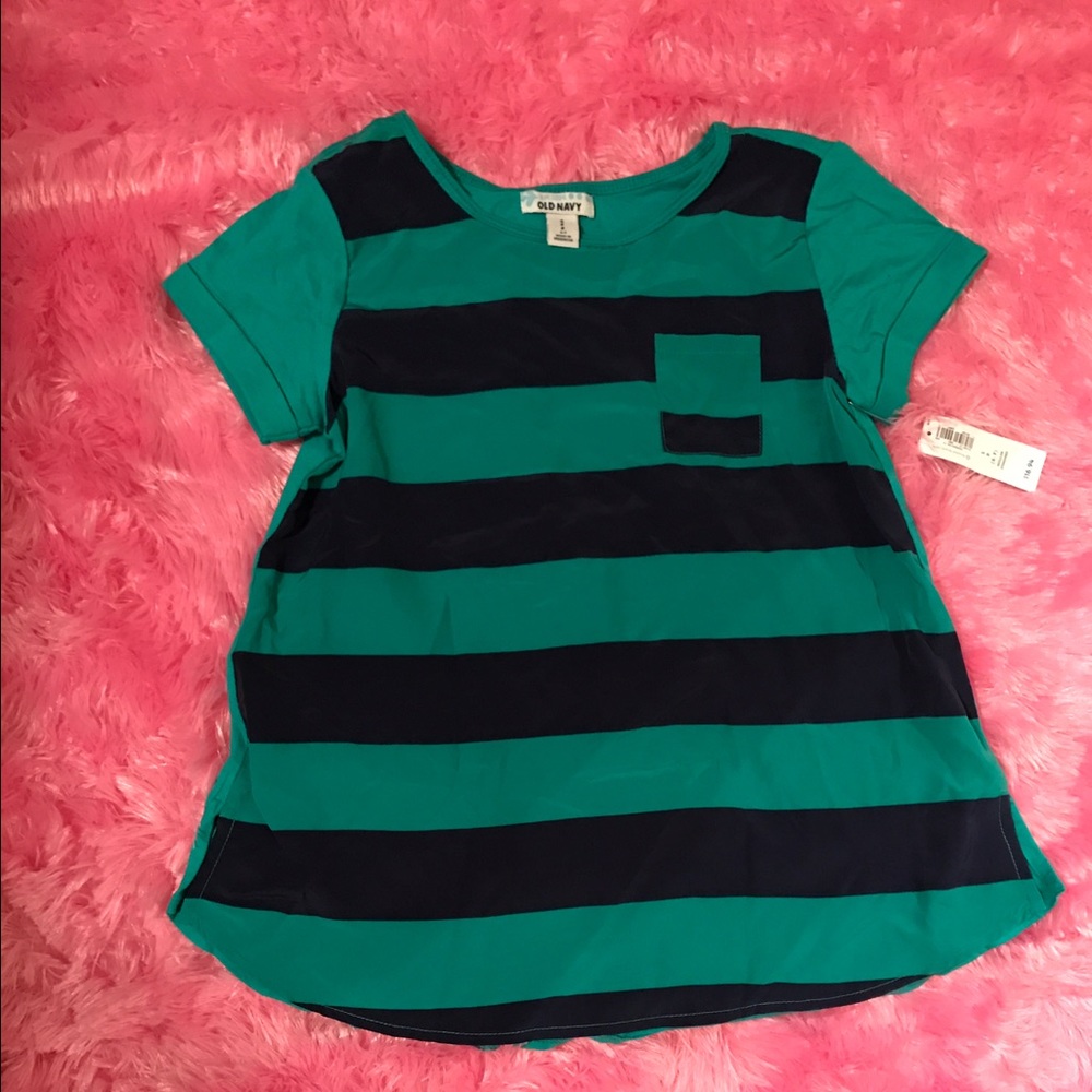 Navy Blue and Kelly Green Striped Tunic