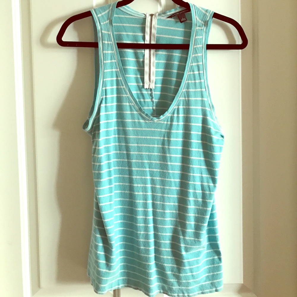 Banana Republic teal striped tank top