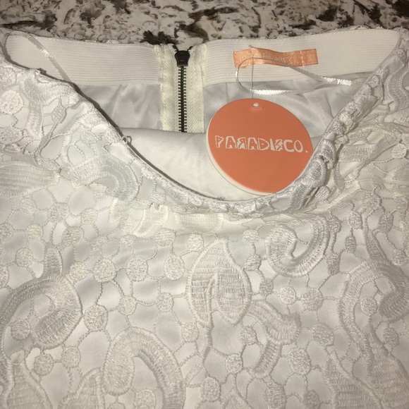 WHITE FLORAL LACE pencil skirt, sheer at bottom - Picture 3 of 7