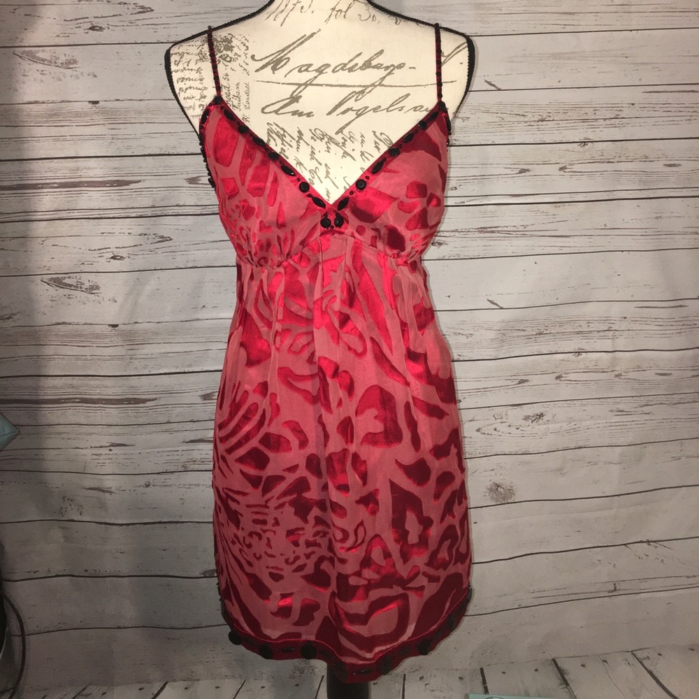 NWT Nicole Miller Red long Blouse top 12 L