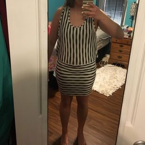 Black and white striped dress