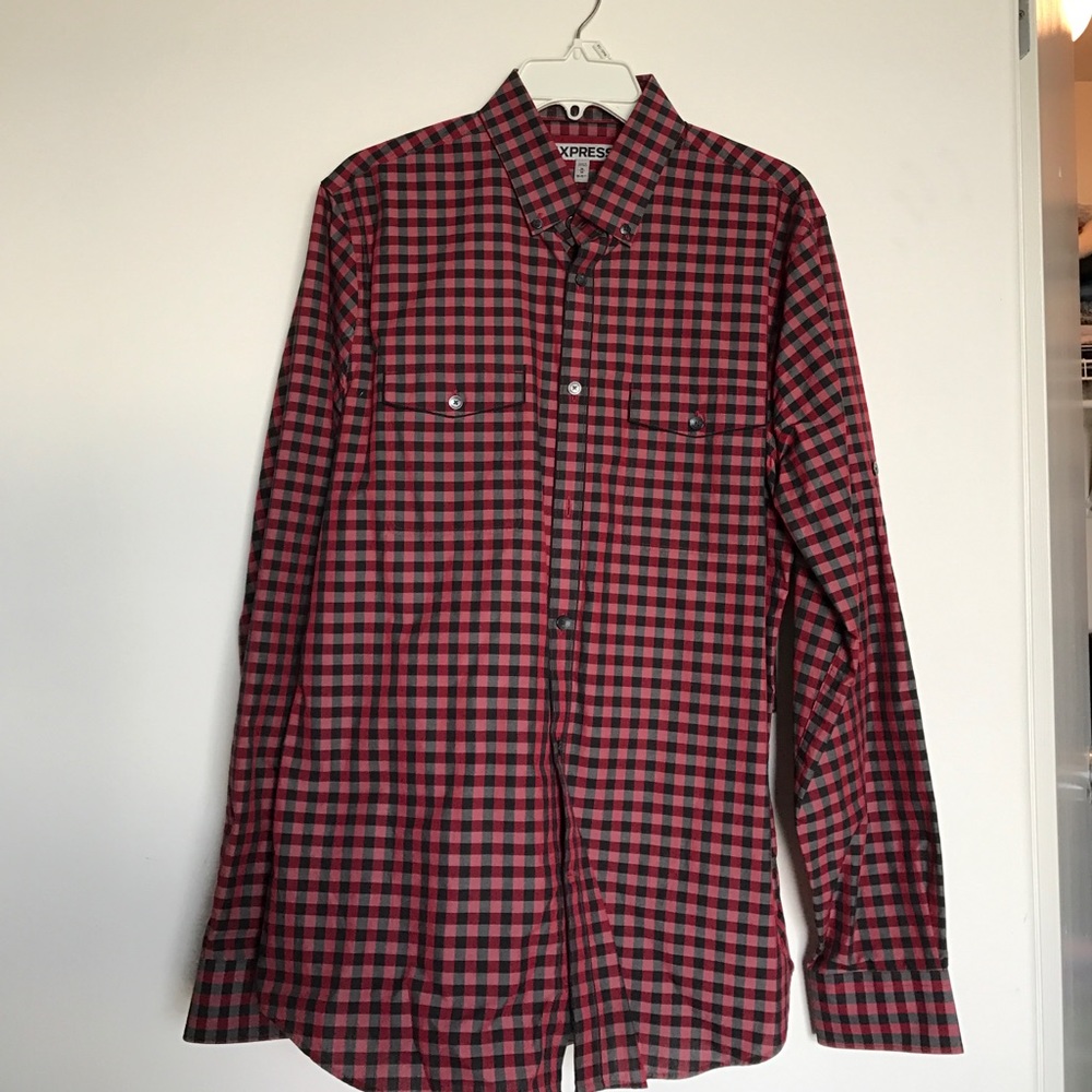 Express Men's plaid 1MX Slim Shirt Sz Medium