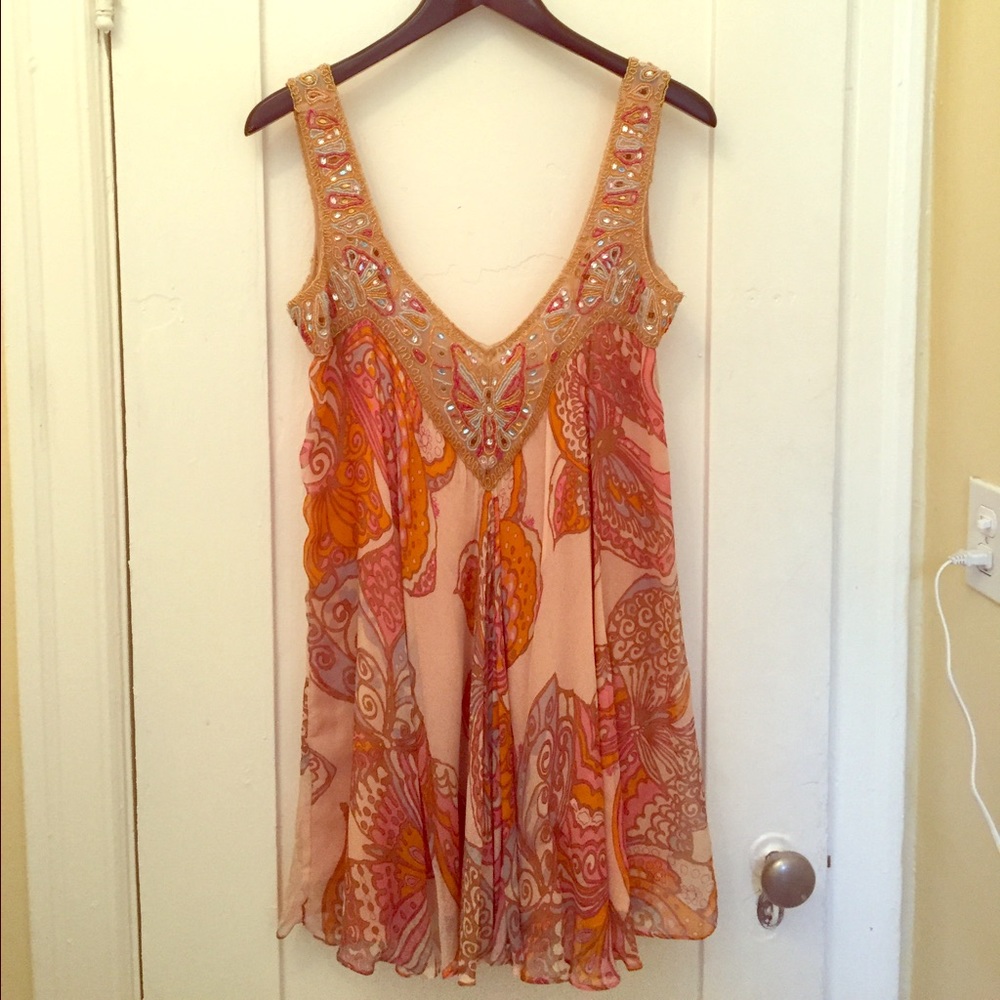 Beaded and silk flowy dress