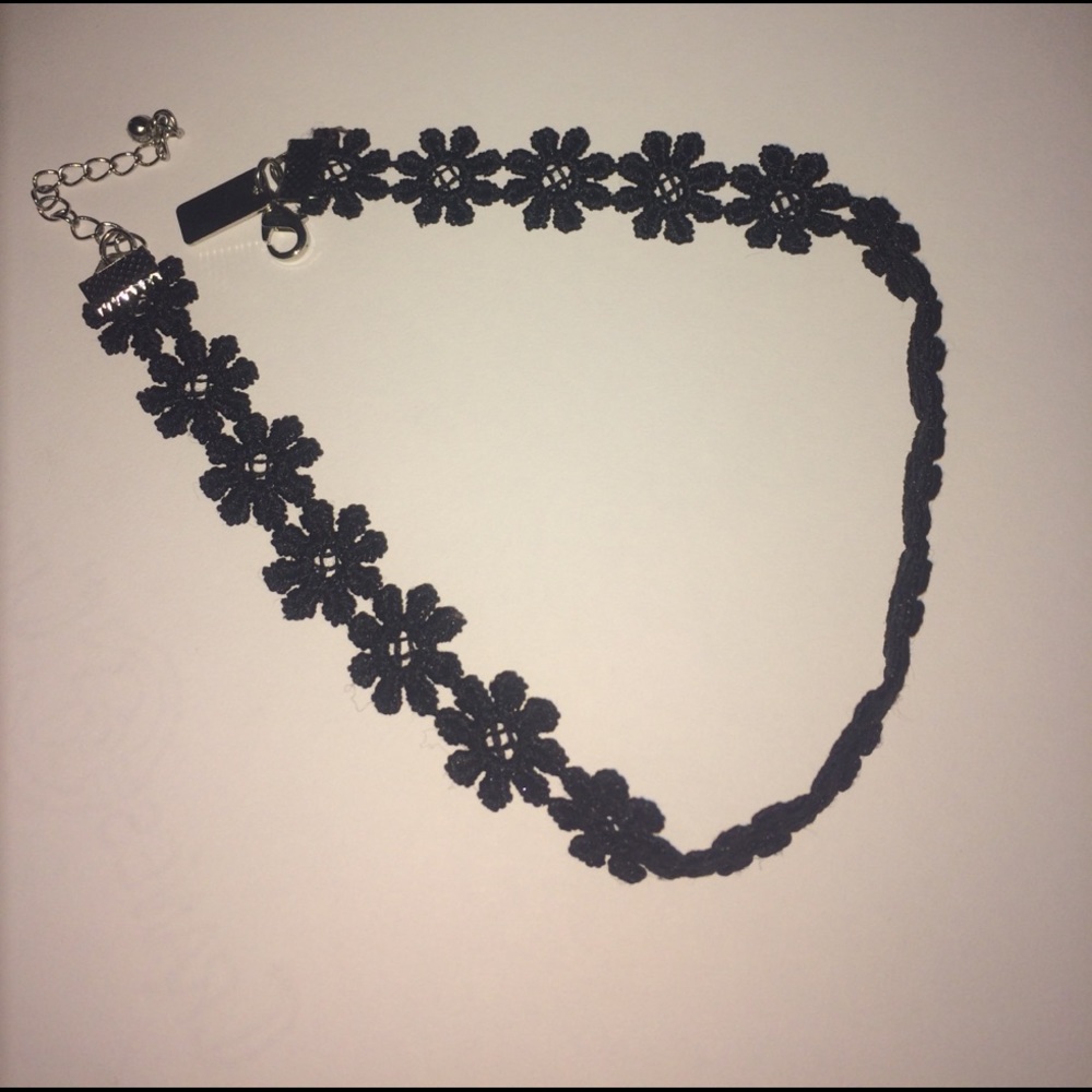 black flower choker