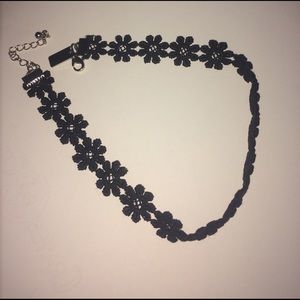 black flower choker