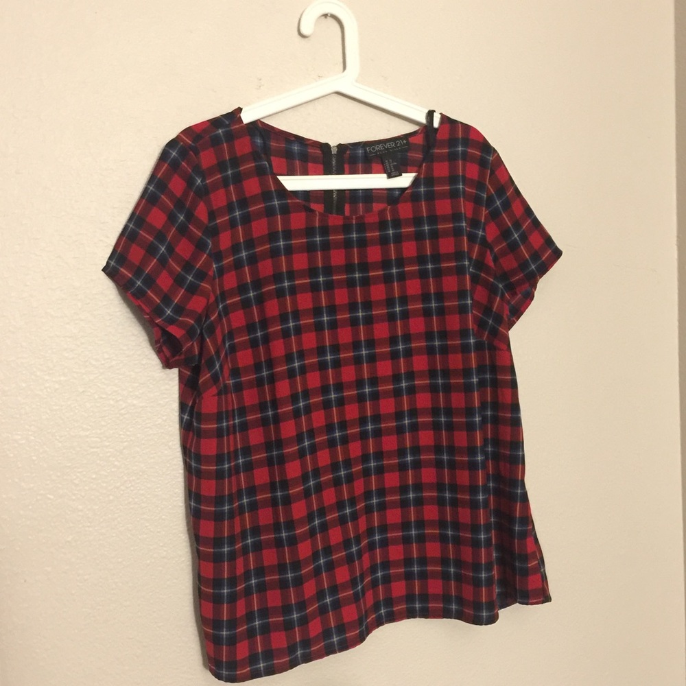 Red and black plaid Forever 21 blouse