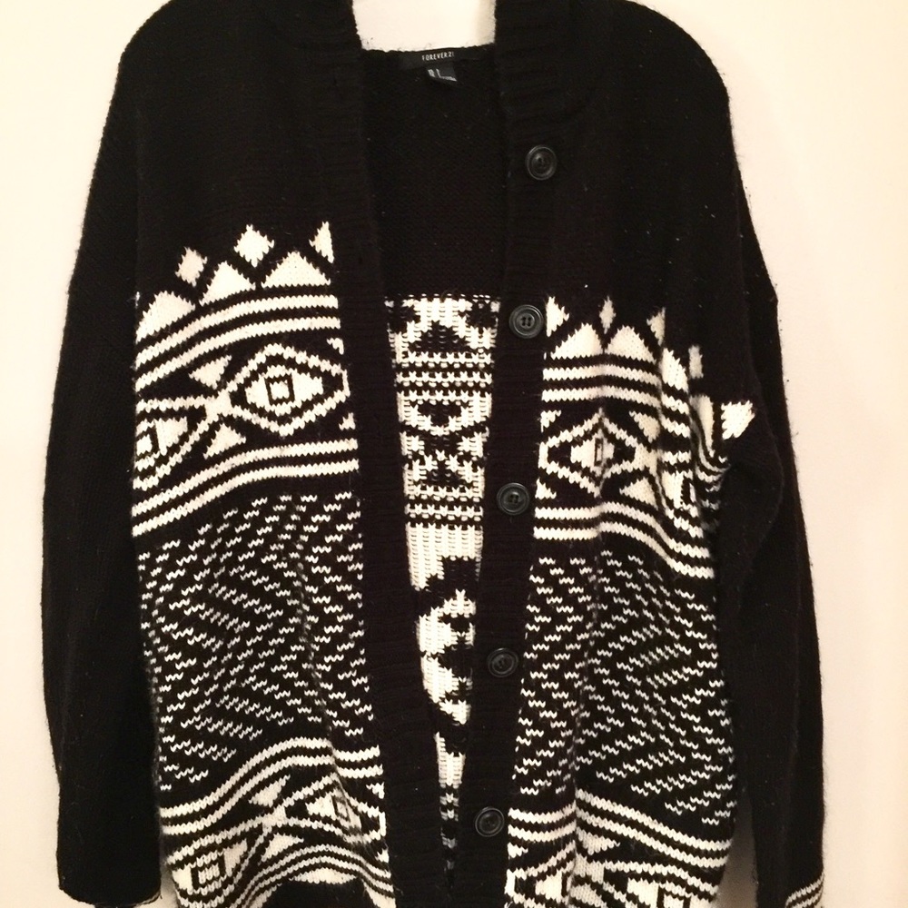 Hooded tribal print sweater