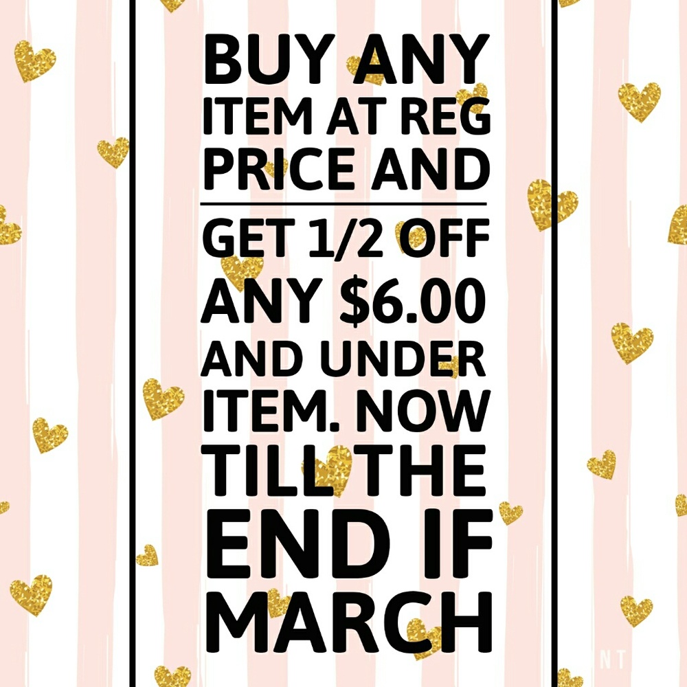 Buy reg price item get any $6.00 or under 1/2 off