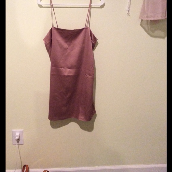 Stone and hearts satin jumper dress in brown/nude - Picture 1 of 3