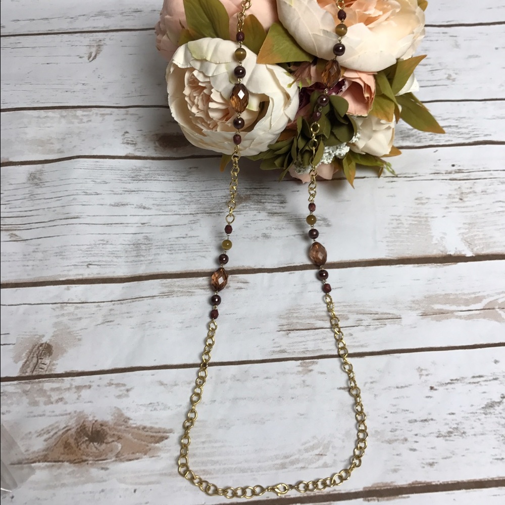 Amber colored beaded necklace