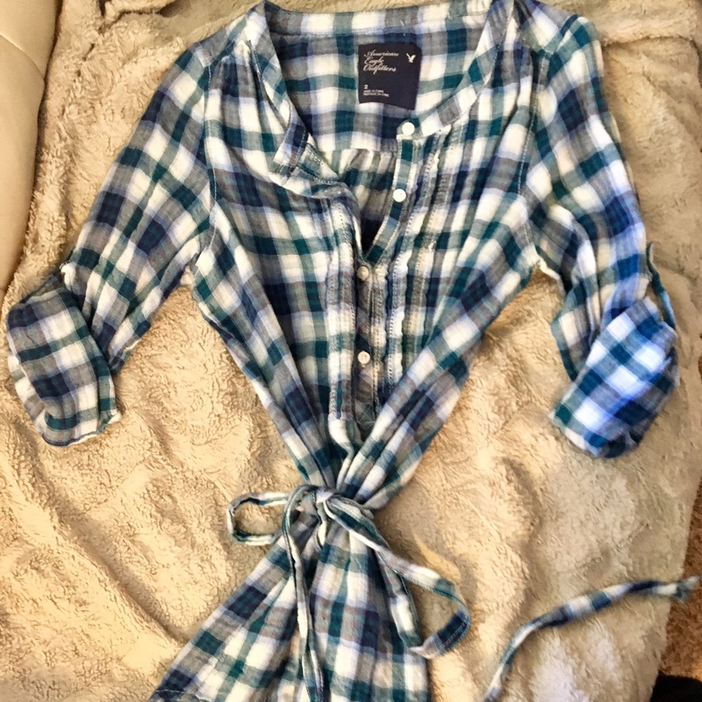 American Eagle plaid cotton blouse
