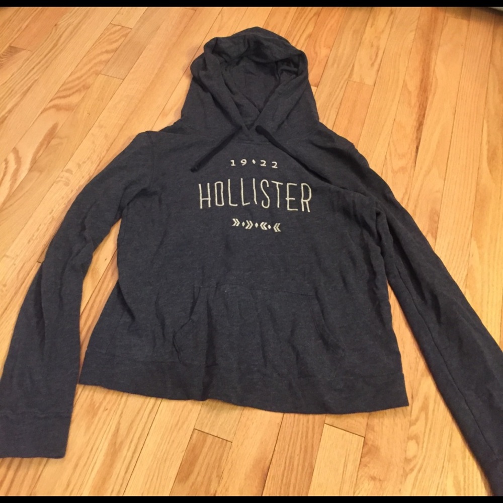 Hollister navy blue logo hoodie