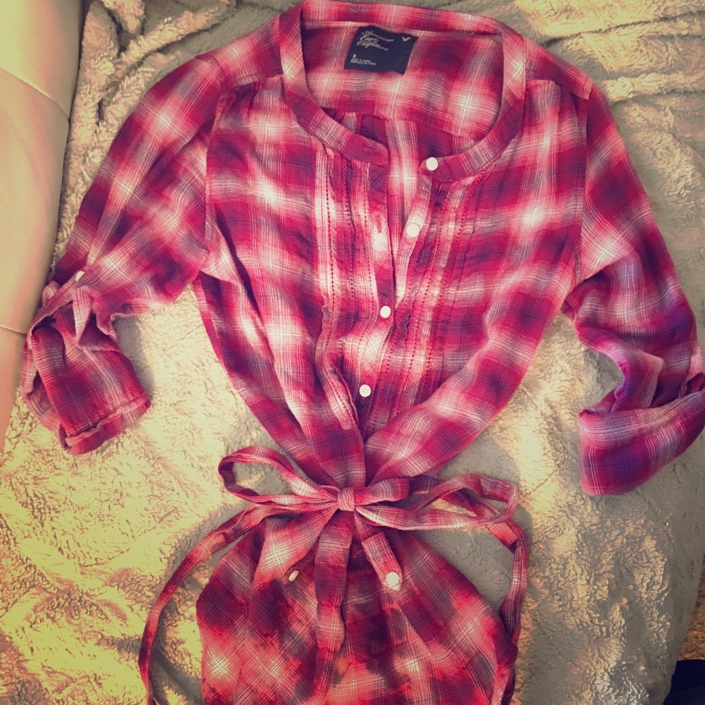 American Eagle plaid cotton blouse