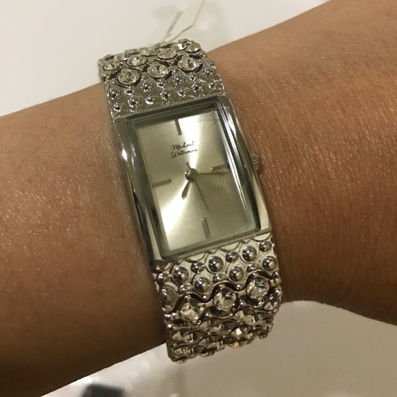 MICHAEL WATERMAN WHITE CRYSTAL SILVER TONE main image 6