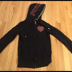 PINK VS black blinged out hoodie