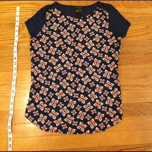 Navy and red flower print top