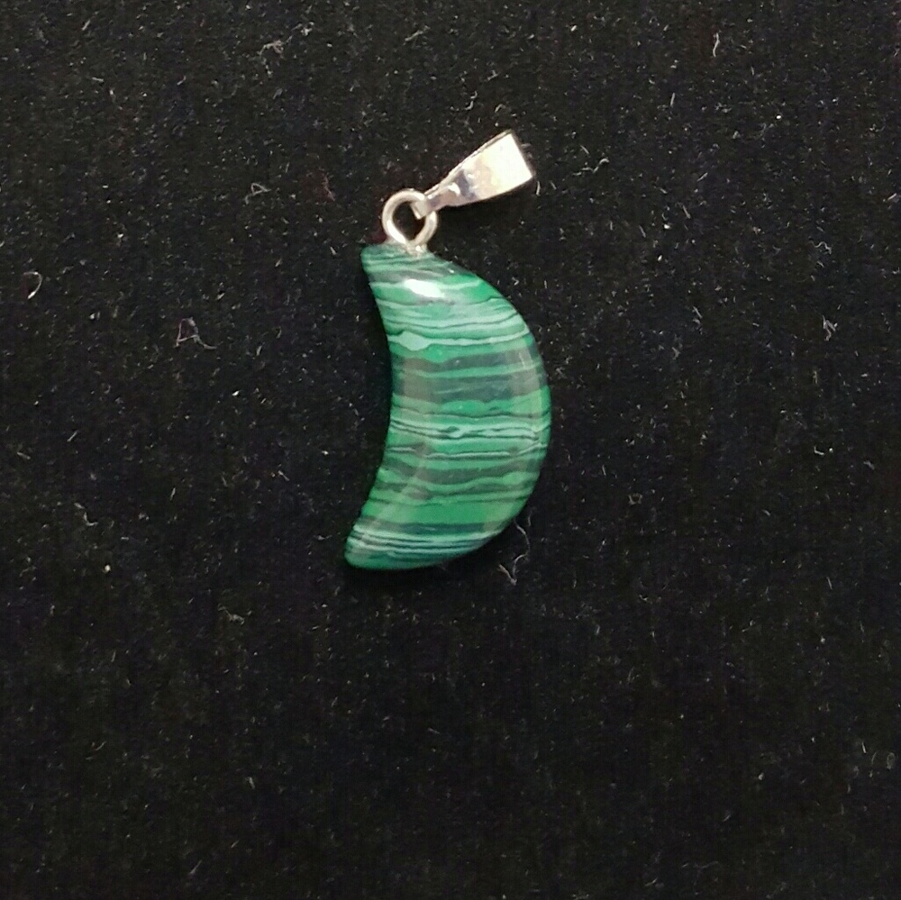 Striking emerald green striped stone pendant