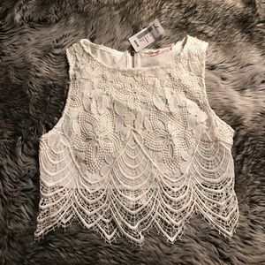 White Lace Crop Top /  Tank