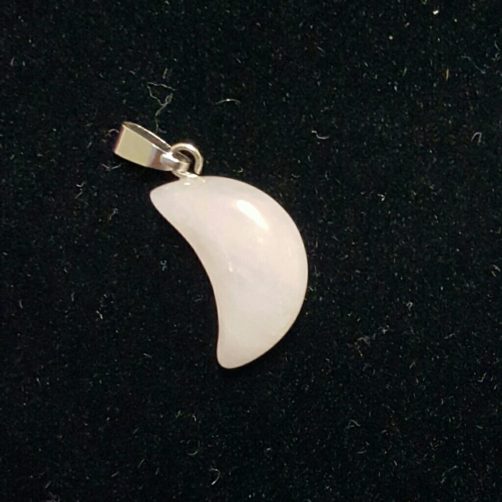 Delicate pale pink stone moon pendant