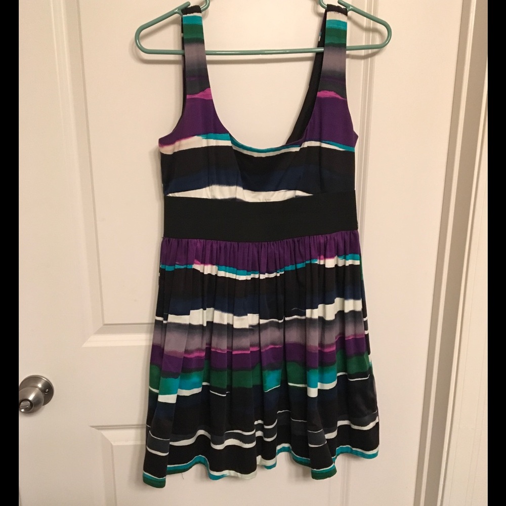 Multicolored banded empire waist dress