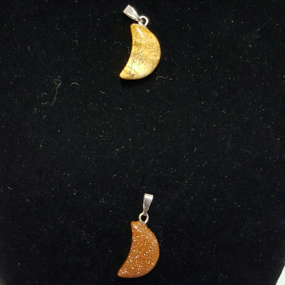 Moon shaped stone pendant