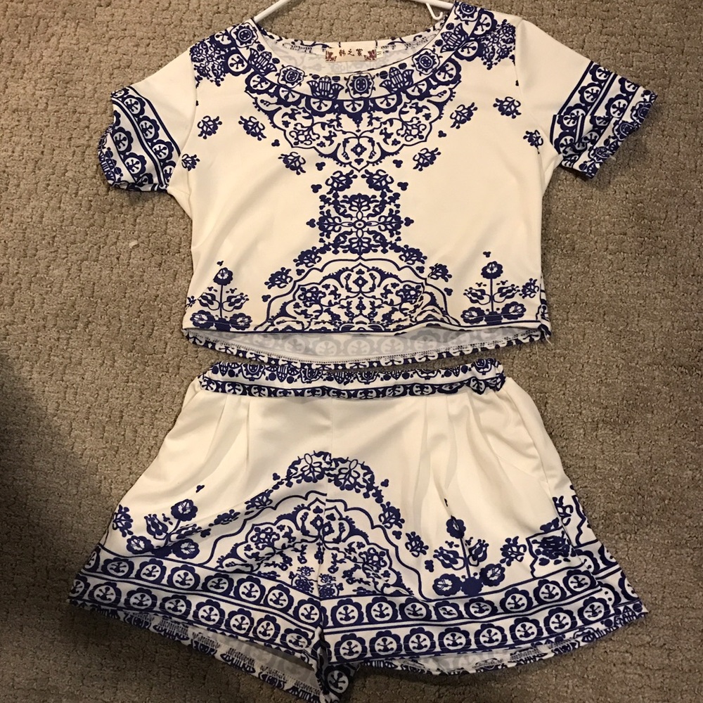 Two piece shirt and short set