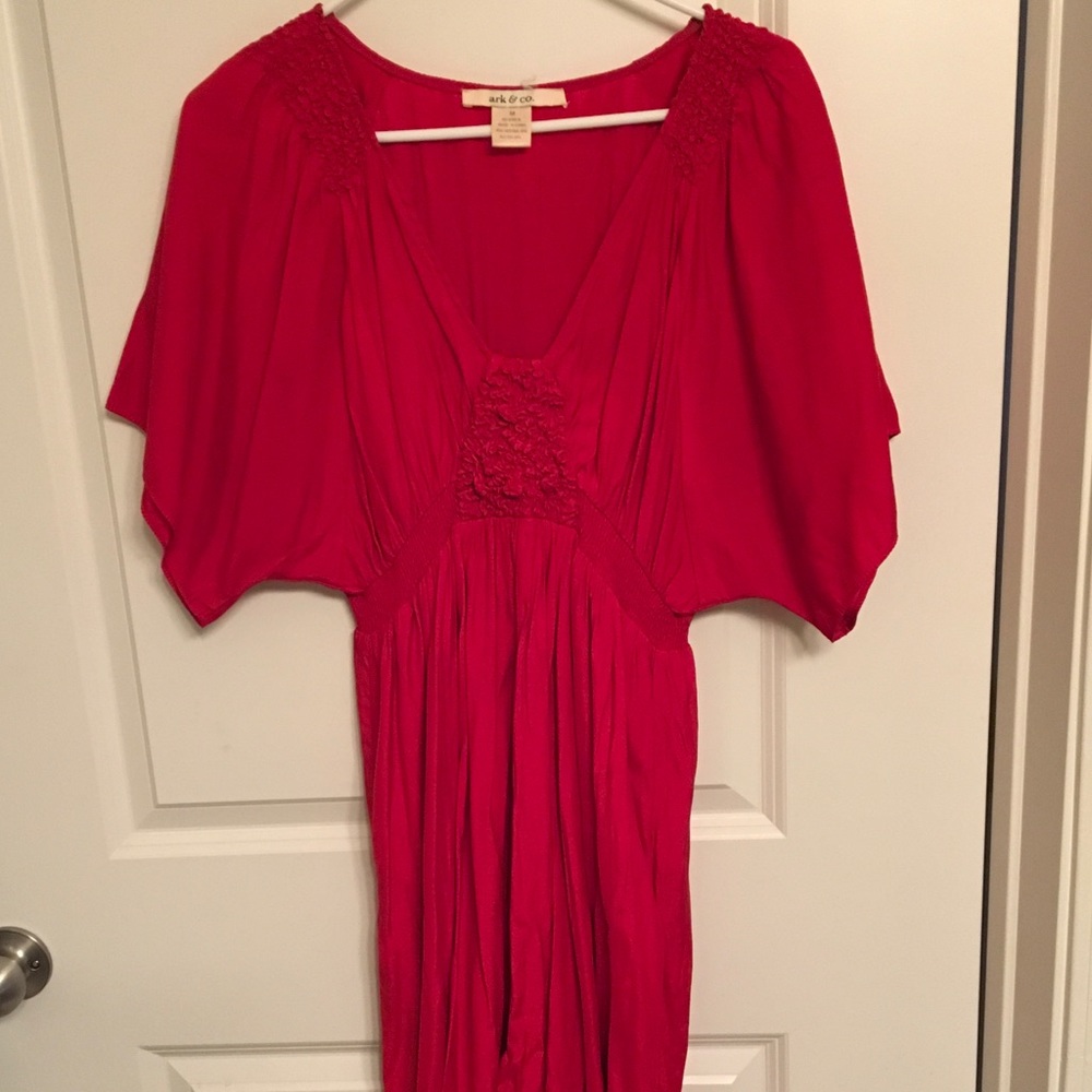 Kimono sleeve red dress
