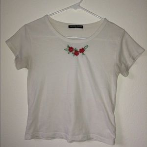 Brandy Melville rose embroidery mason shirt