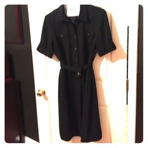 Tahari black pin stripe dress
