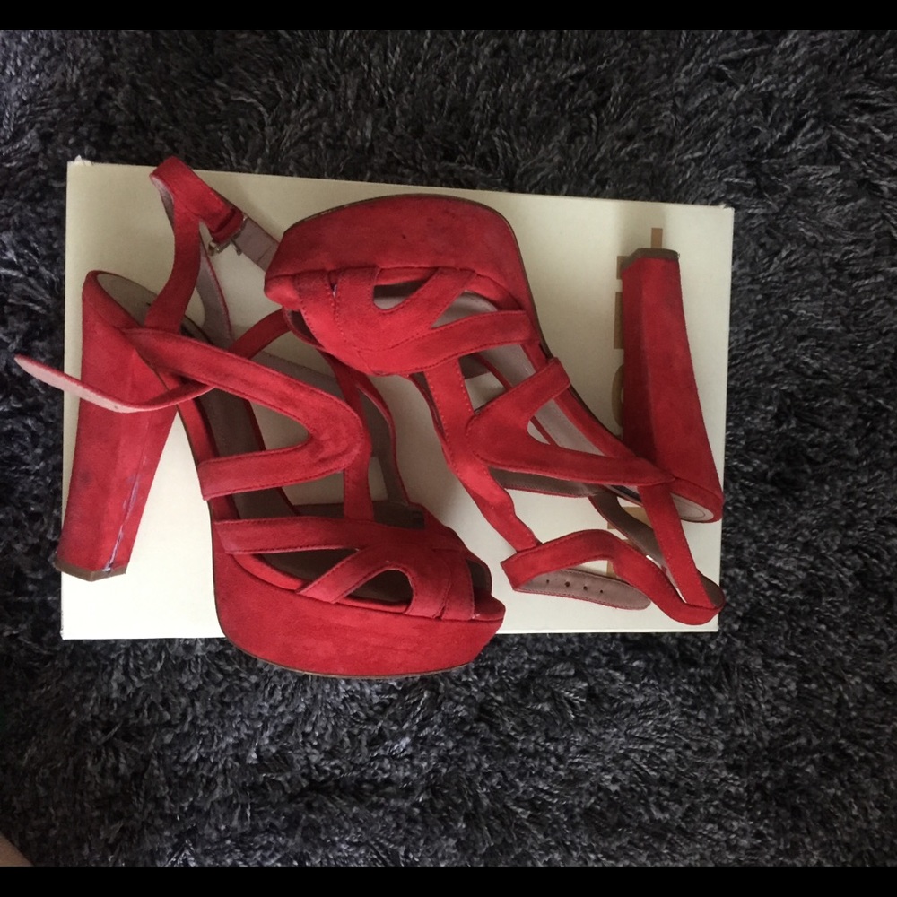Zara high heel shoes, red suede, size 8,5
