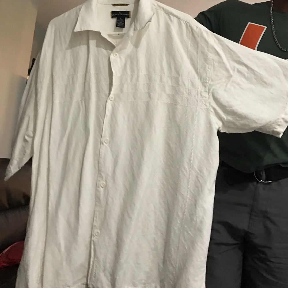 Mens3x white linen button down