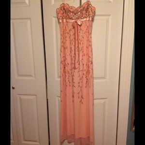 Gorgeous Coral Pink Beaded Formal Gown