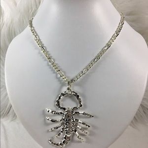 New silver long scorpion charm necklace