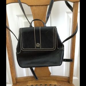 Etienne Aigner Black  Leather Backpack Small