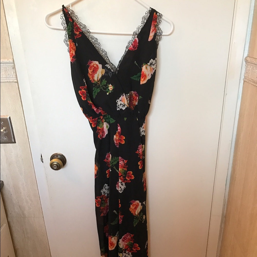 Nasty Gal Black Multi Floral Maxi Dress
