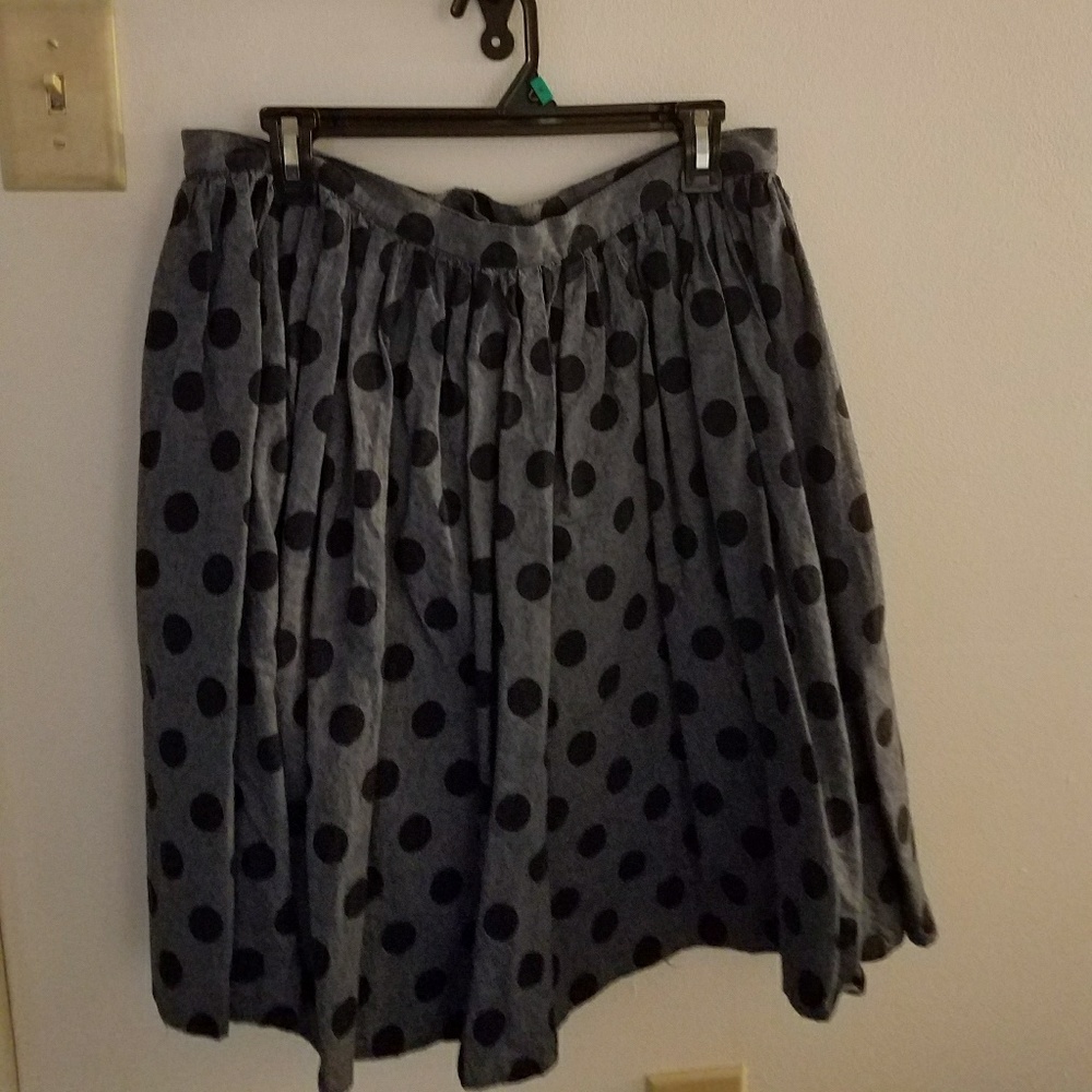 Xl Modcloth Knee Length Blue skirt with Blue dots