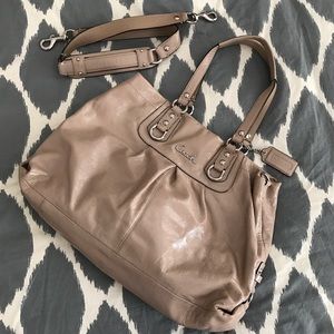 Coach Cream Patent Leather Ashley Tote