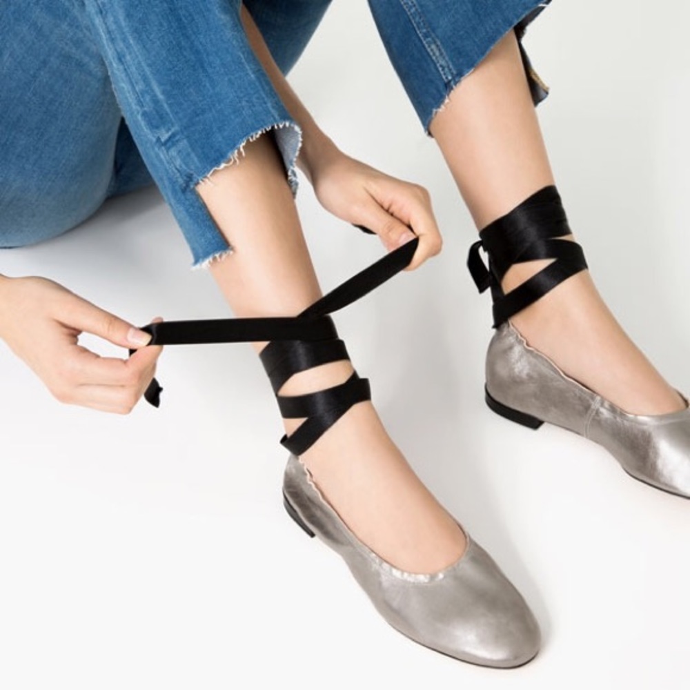 Zara silver ballerina flats