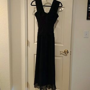 Nwot Black beaded detailing long pleated dress
