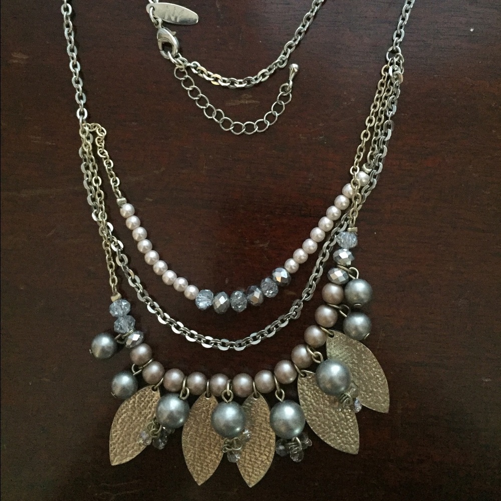 Layered pearl and beaded necklace