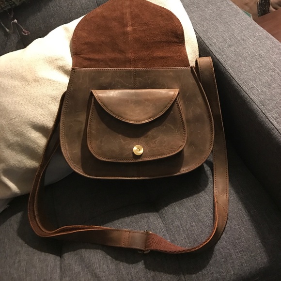 Genuine Leather Crossbody Satchel - Picture 2 of 5