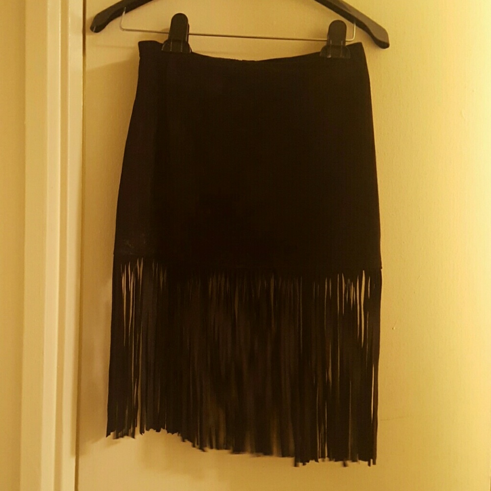 SOLD Suede fringe mini skirt