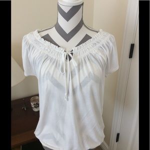 Ann Taylor Loft white peasant t-shirt top