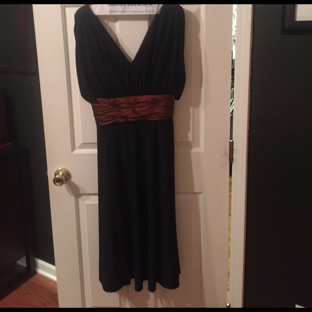 Black dress burgundy sash dress
